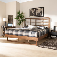 Baxton Studio Lucie-Ash Walnut-King Baxton Studio Lucie Modern and Contemporary Walnut Brown Finished Wood King Size Platform Bed